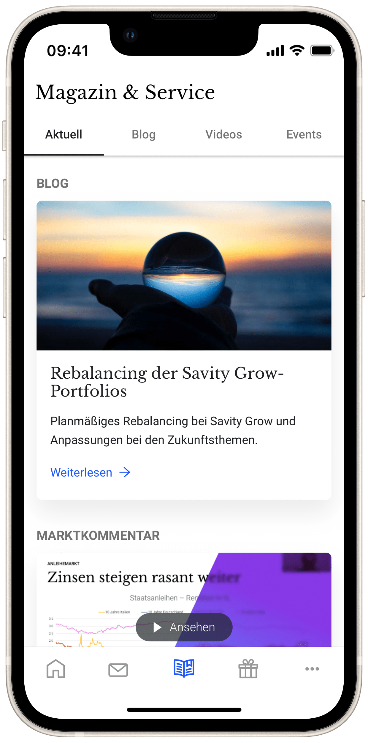 Vorschau Savity App