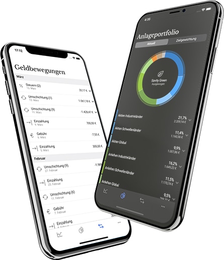 Anlageportfolio in der Savity App