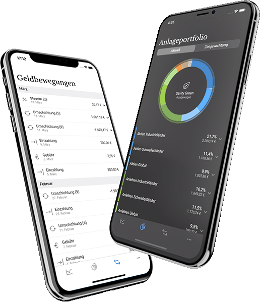 Anlageportfolio in der Savity App